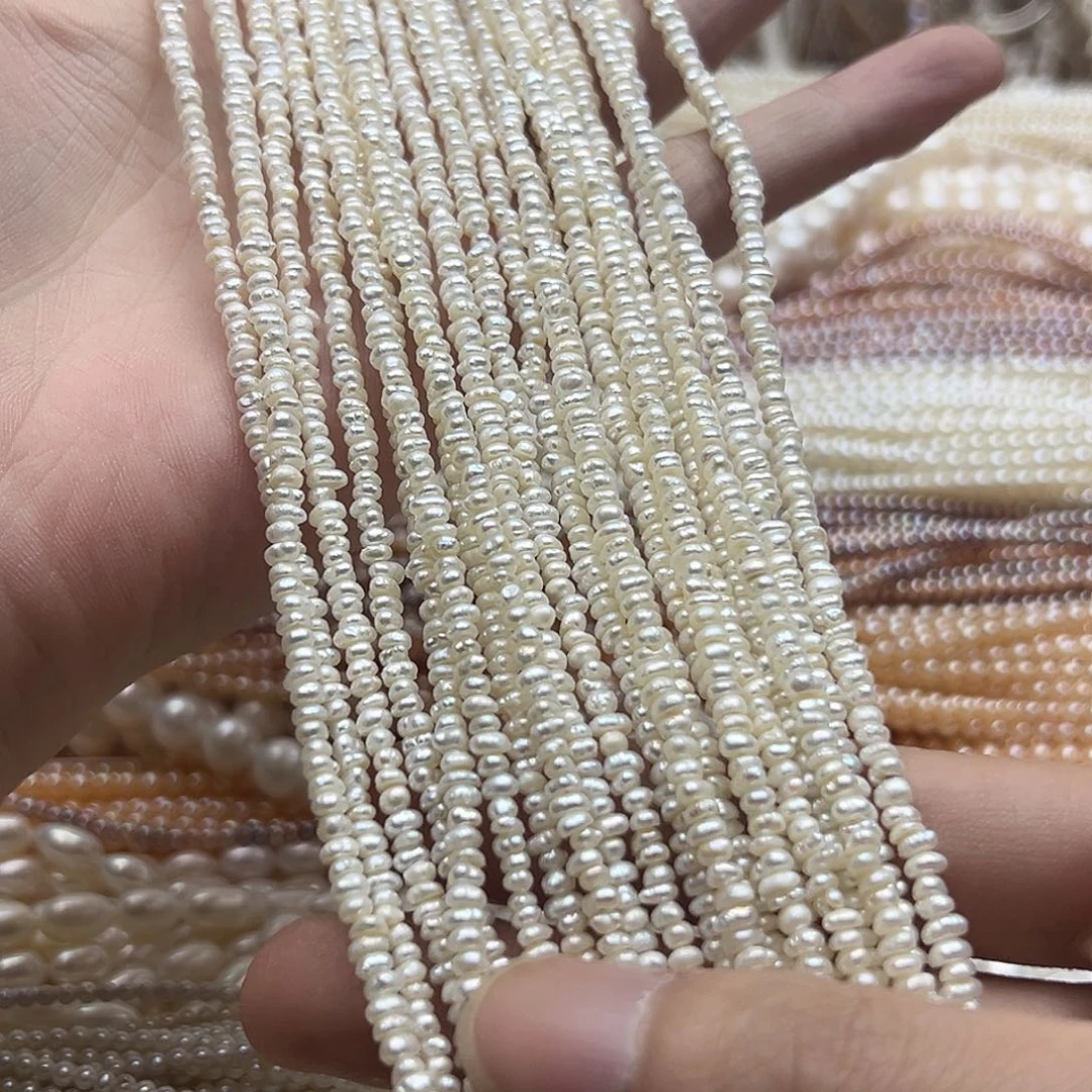 淡水珍珠半成品未镶嵌小碎银卡3-4无核35厘米