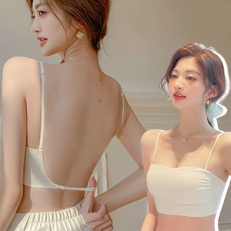 U型美背内衣女夏季无痕吊带背心文胸女小胸聚拢防走光露背抹胸女