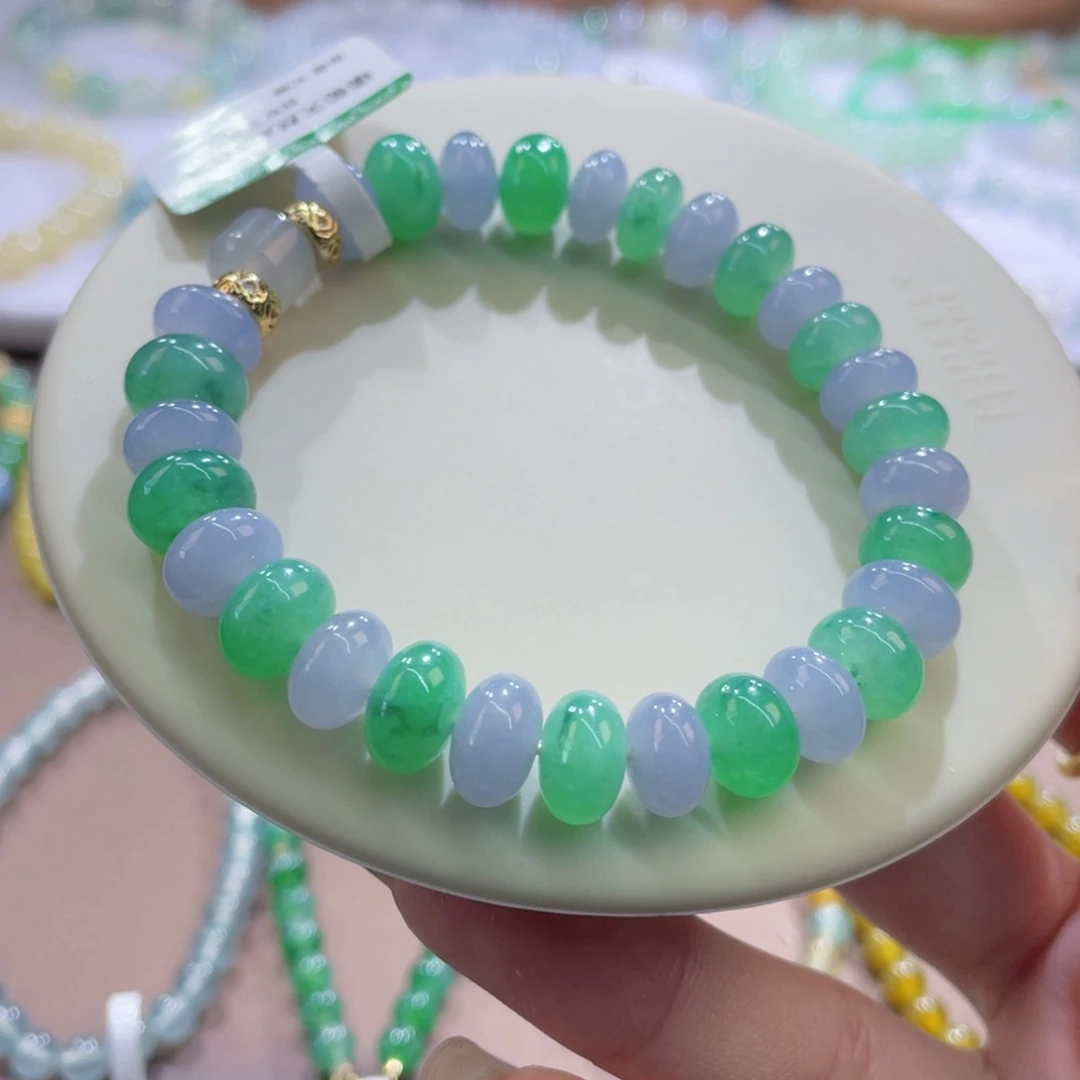 未镶嵌手链翡翠春彩鼓珠