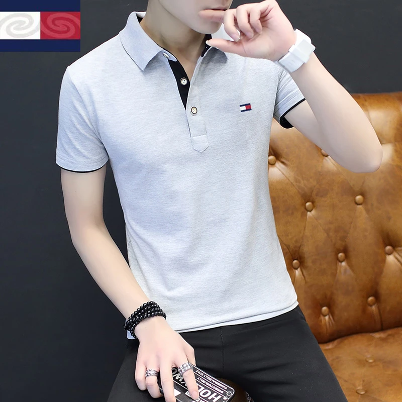 霍斯汤米短袖polo衫男士夏季纯棉夏季2025潮修身短袖t恤翻领时尚