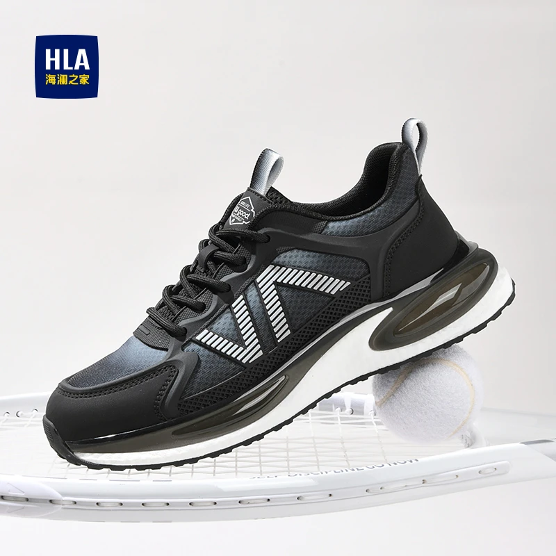海澜之家男鞋2025夏季透气网面运动鞋爆米花软底防臭减震跑步鞋男