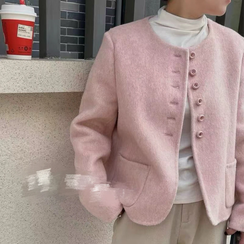 【刘灿私服】6082款2025春季新款小香风双面羊毛外套