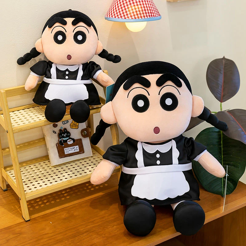 正版女仆装蜡笔小新变装毛绒玩具小新公仔布娃娃玩偶儿童生日礼物