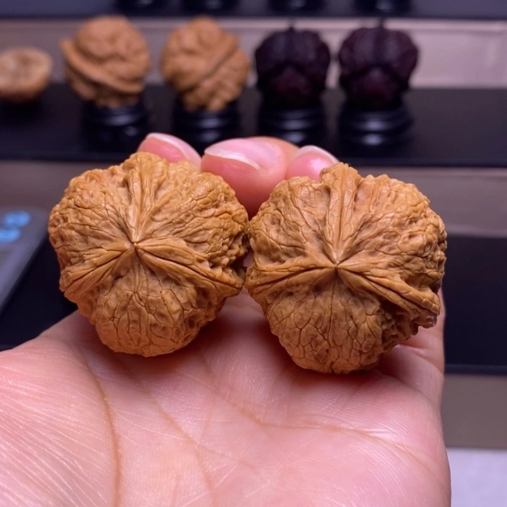 把件文玩核桃高山流水三楞37