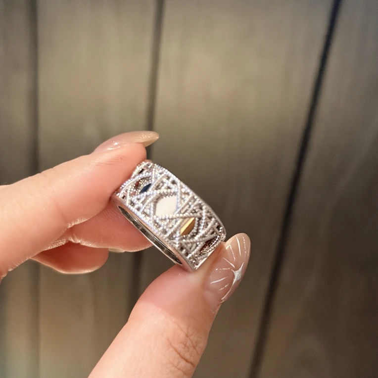 铜合金戒指 麻花菱格纹戒指时尚