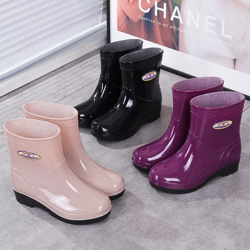 防滑雨靴四季加绒舒适厚底低筒中筒冬季雨鞋女士防水鞋学生水胶鞋