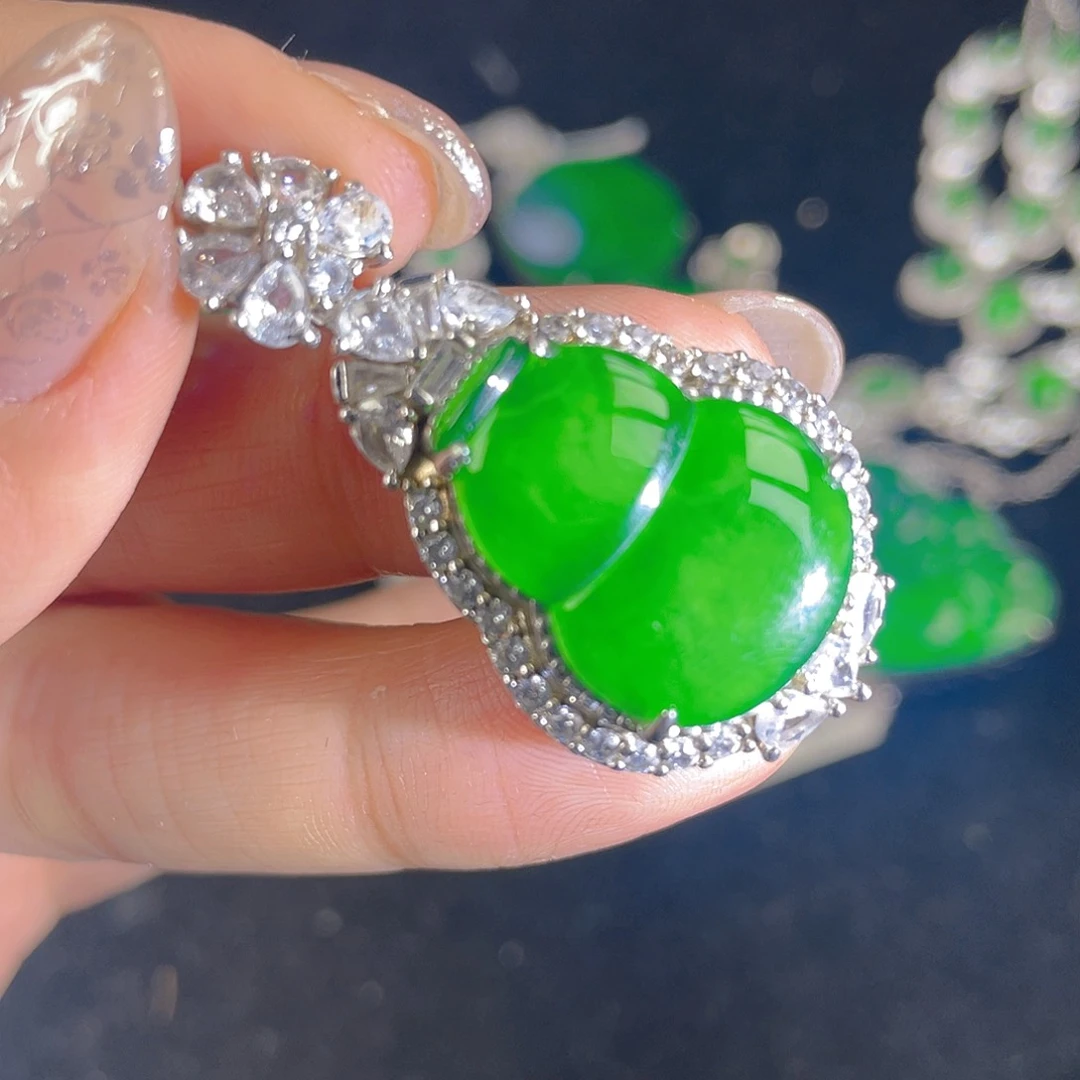 翡翠吊坠(不含链)银S925镶嵌