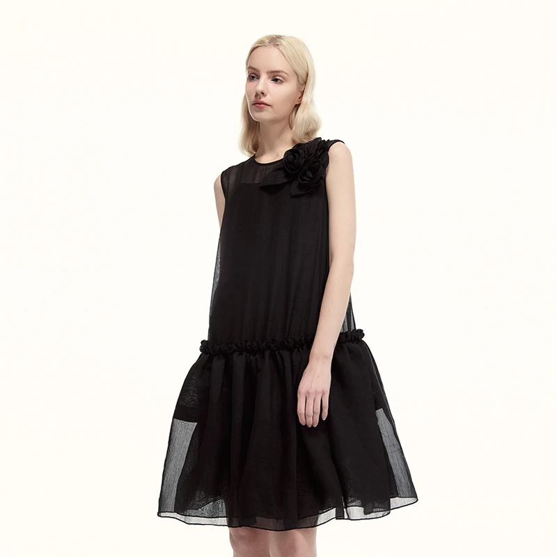 Eachway/艺之卉显瘦连衣裙小黑裙EV11L04551