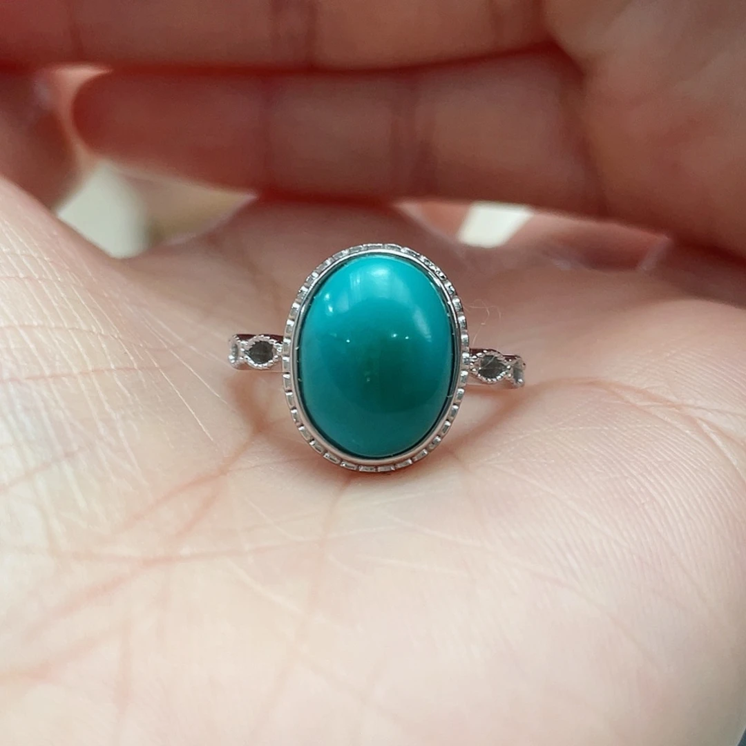 绿松石戒指银S925镶嵌