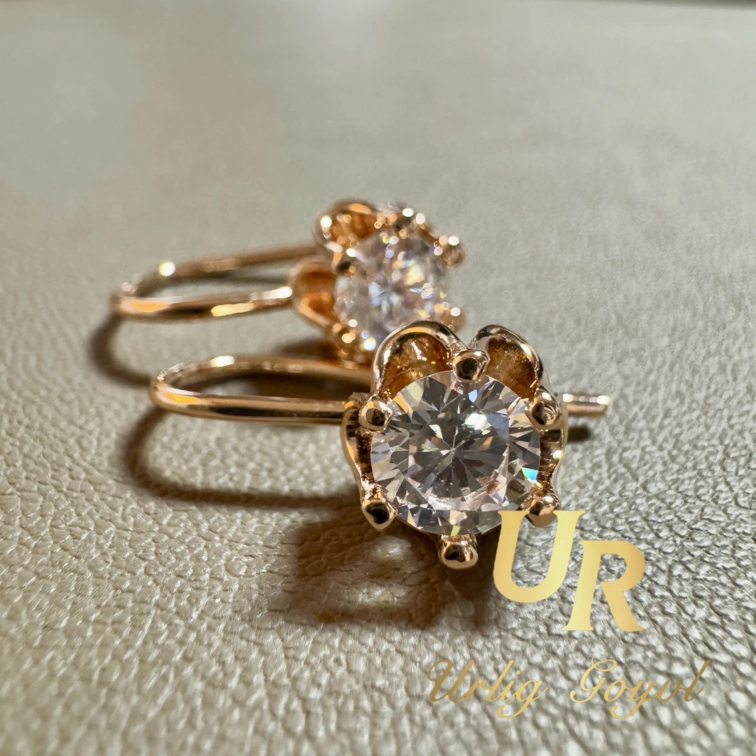 合金锆石耳饰 3-UR【顺丰包邮-无运费险】白钻耳挂 玫瑰金色  耳饰