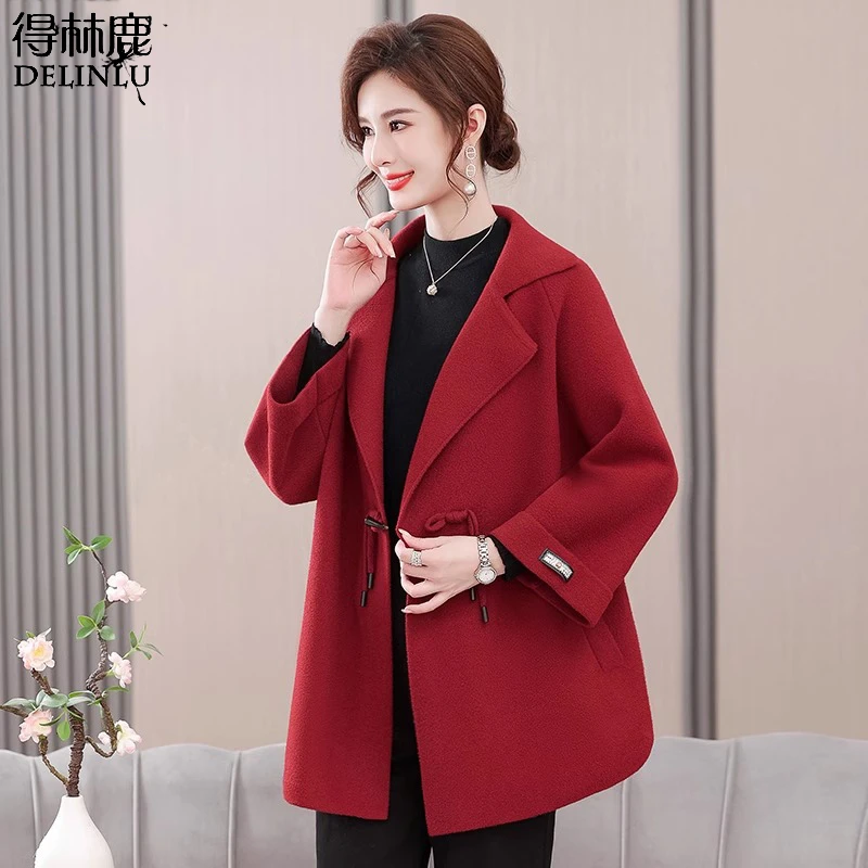 品牌妈妈春装毛呢外套2025新款喜婆婆婚宴礼服中老年女装春秋大衣
