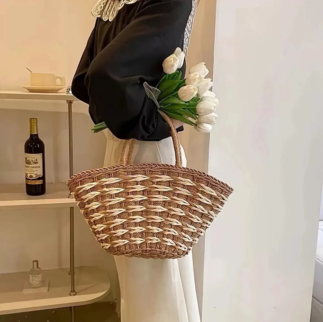 新款草编包包女森萌森系手工编织包夏季海边沙滩手提包斜挎包女