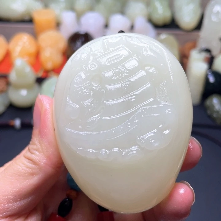 石材方解石手把件