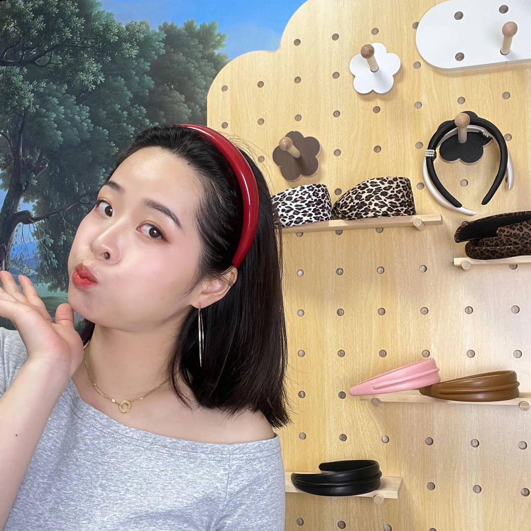 复古红色pu皮质发箍女2024新款夏季外出百搭头箍压发发卡简约头饰