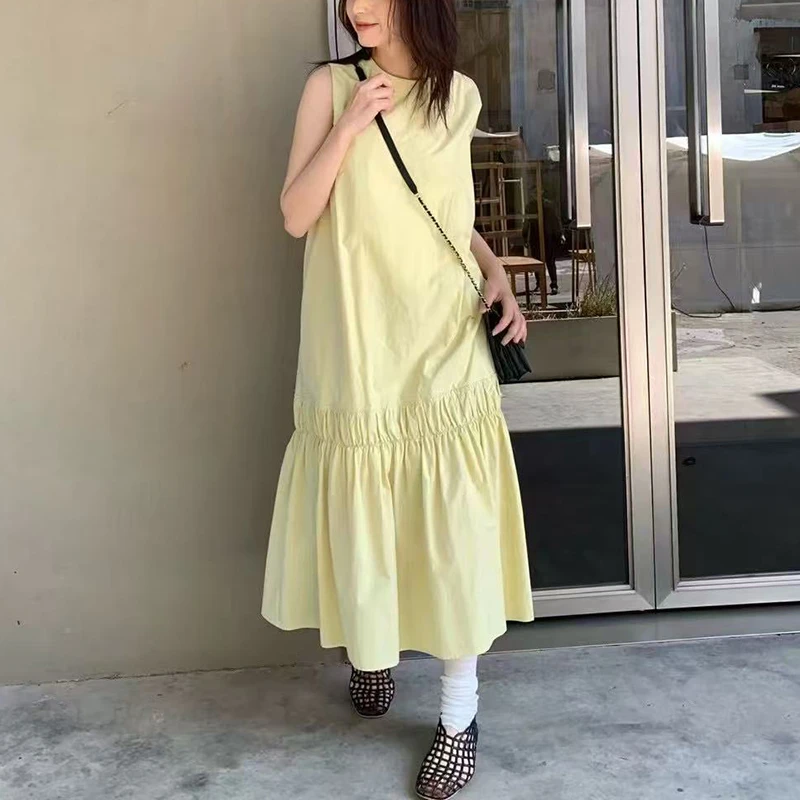 法式褶皱气质无袖背心连衣裙女5278-25523