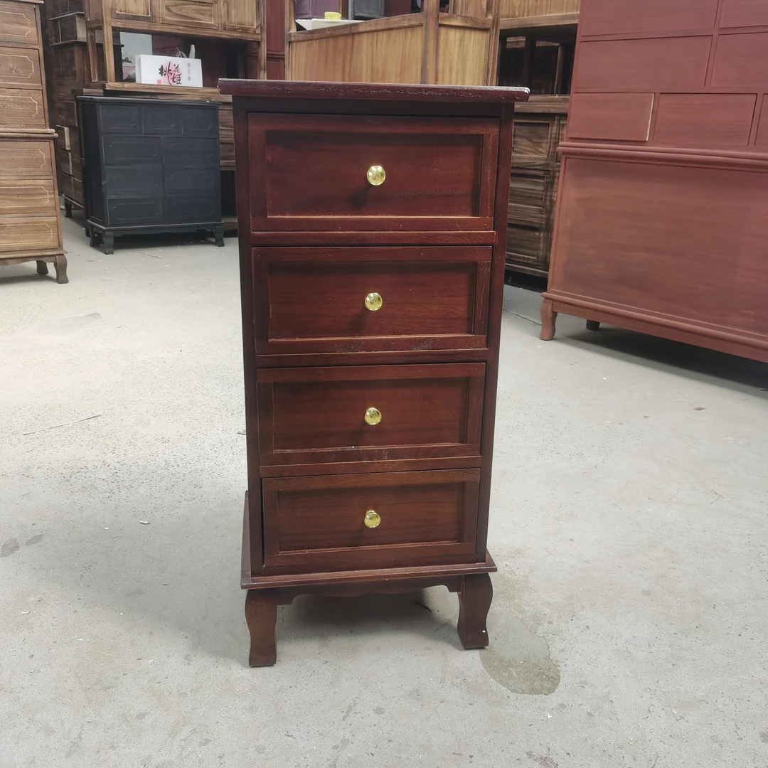 胡桃色五斗柜简约窄边柜夹缝储物柜立柜美式纯实木斗柜我是床头柜