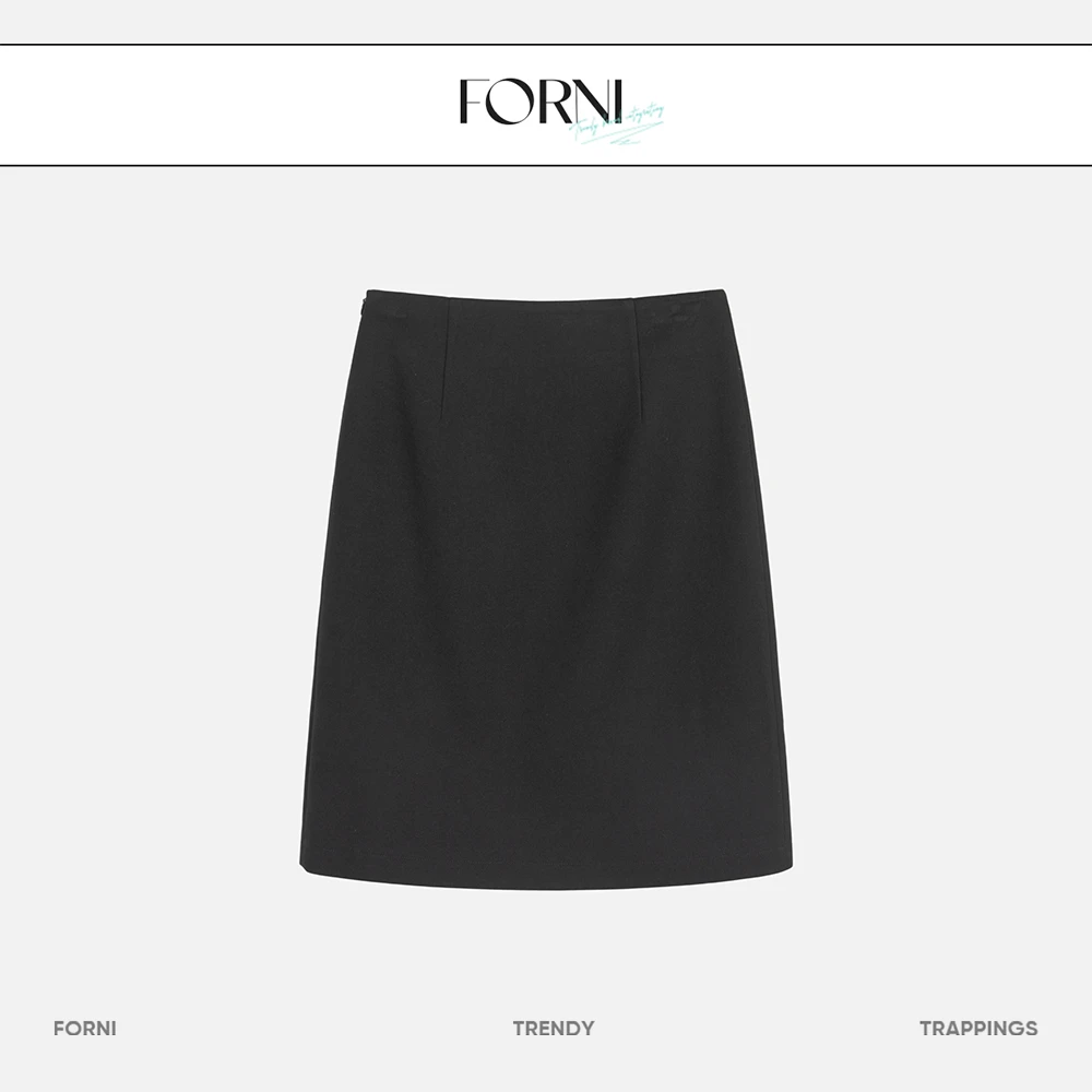 FORNI 深夜电话 纯色西装半裙气质时尚黑色显瘦半身裙