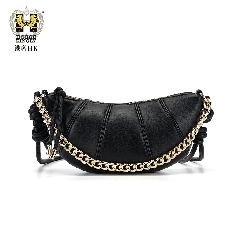 HorseKingly新款女士斜跨包单肩斜跨链条饺子包女包1068赠礼盒