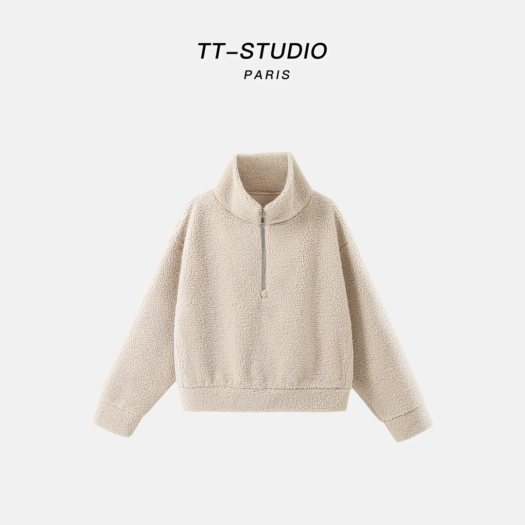 TT【绒卫衣】加绒加厚舒适立领外套纯色毛绒上衣TT-T827