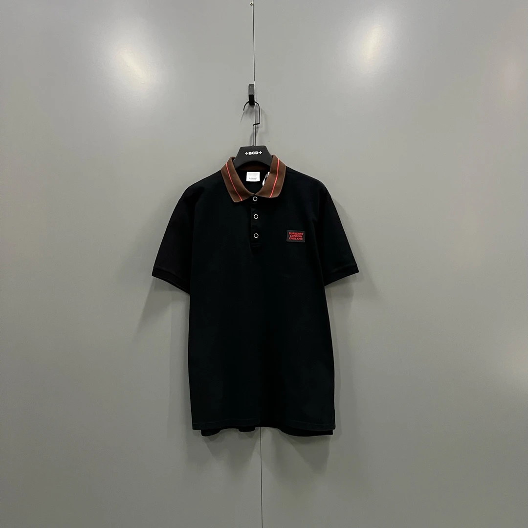 95新 BURBERRY/博柏利 c62 015992 巴宝莉 拼色贴标polo衫 M码