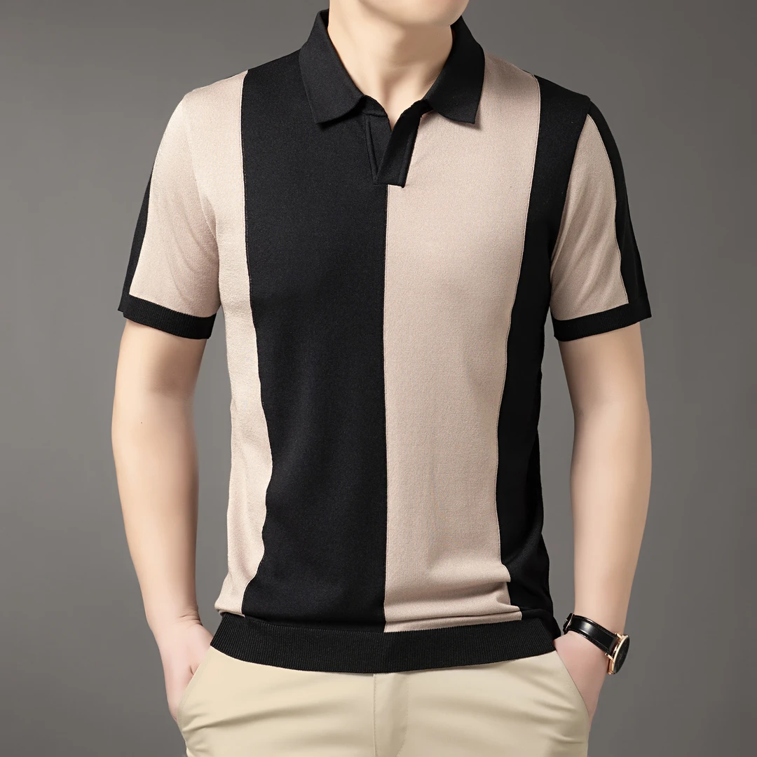 潮流撞色时尚上衣薄款商务正肩Polo衫百搭半袖短袖夏季修身型