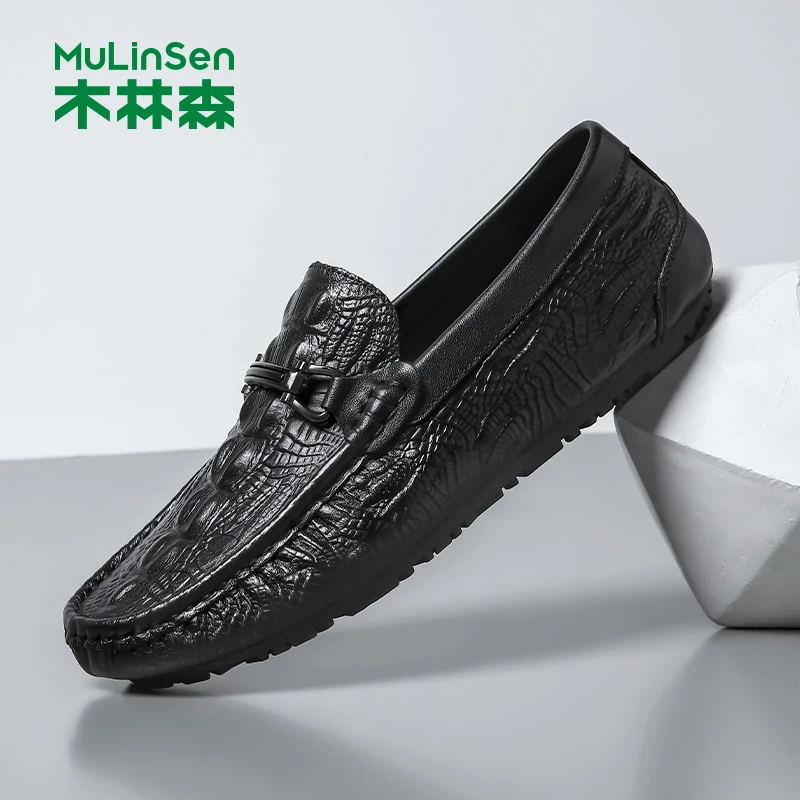 豆豆鞋男2025夏季新款头层牛皮商务休闲皮鞋真皮软底乐福鞋轻奢