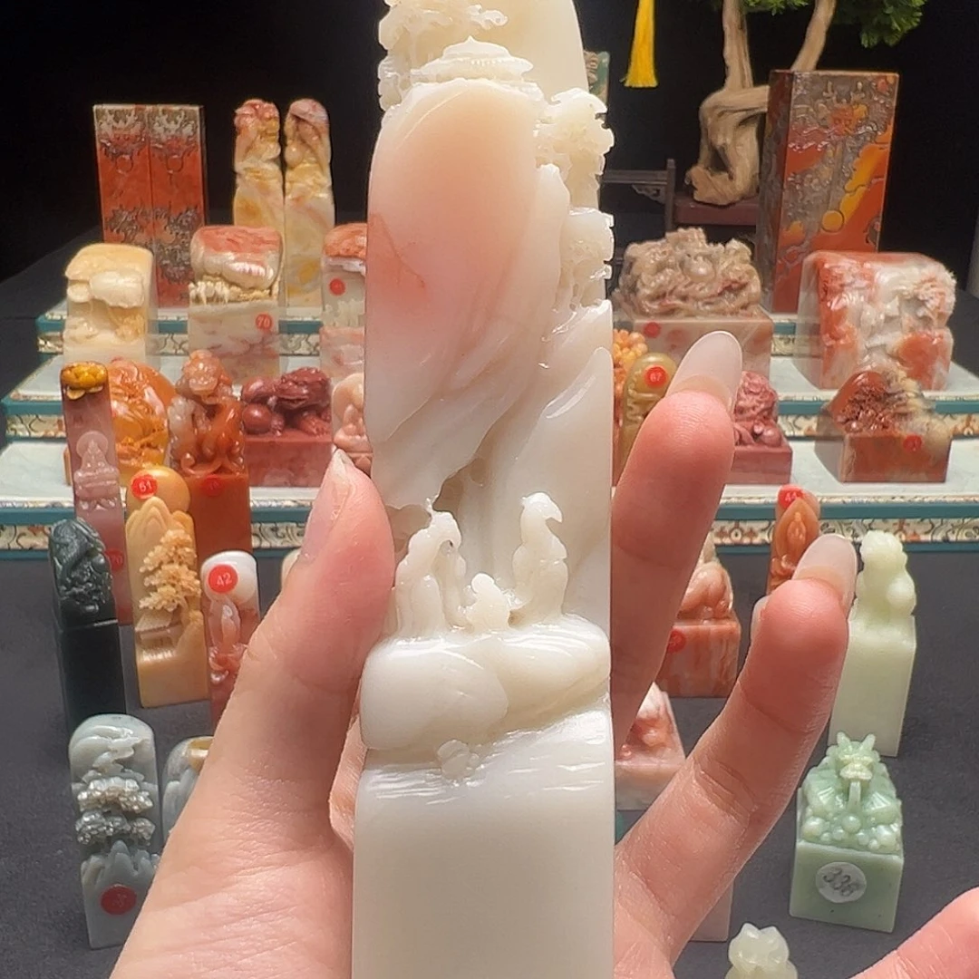寿山石印石鹤*手工制作