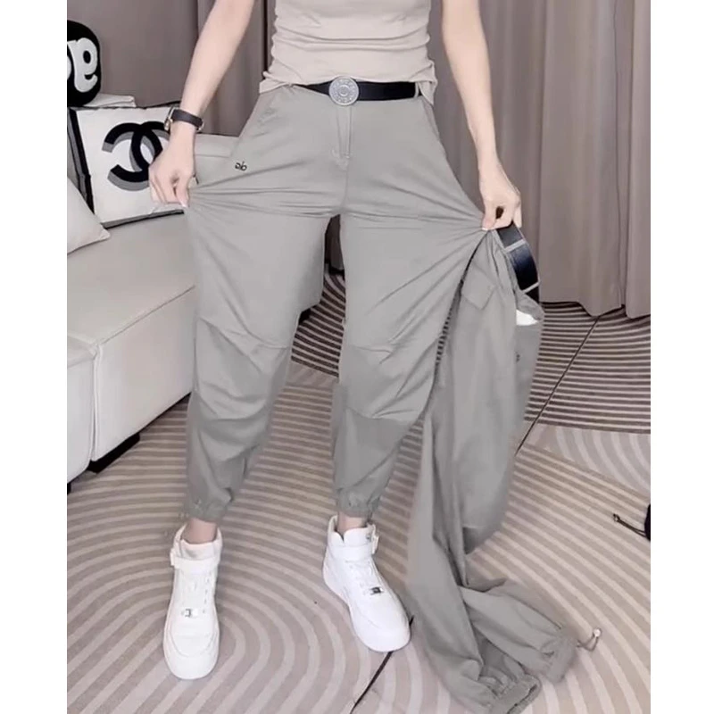 工装休闲裤女士2025年夏季新款裤子显瘦高腰九分裤时尚百搭束脚裤