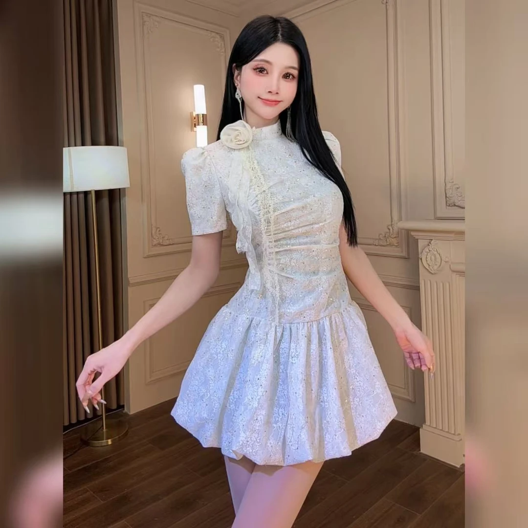 柔娜定制  女神约会款显瘦气质收腰法式设计感修身连衣裙21662