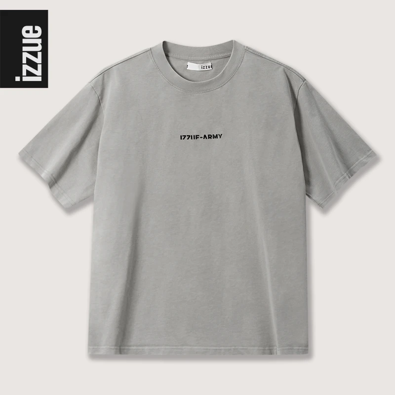 i.t izzue【高端线】男装t恤宽松做旧短袖夏季男女款纯棉圆领水洗