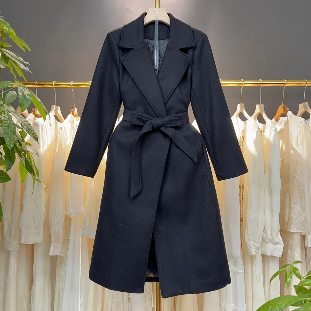【A9312】毛呢大衣外套女2025秋冬新款时尚简约百搭毛呢外套