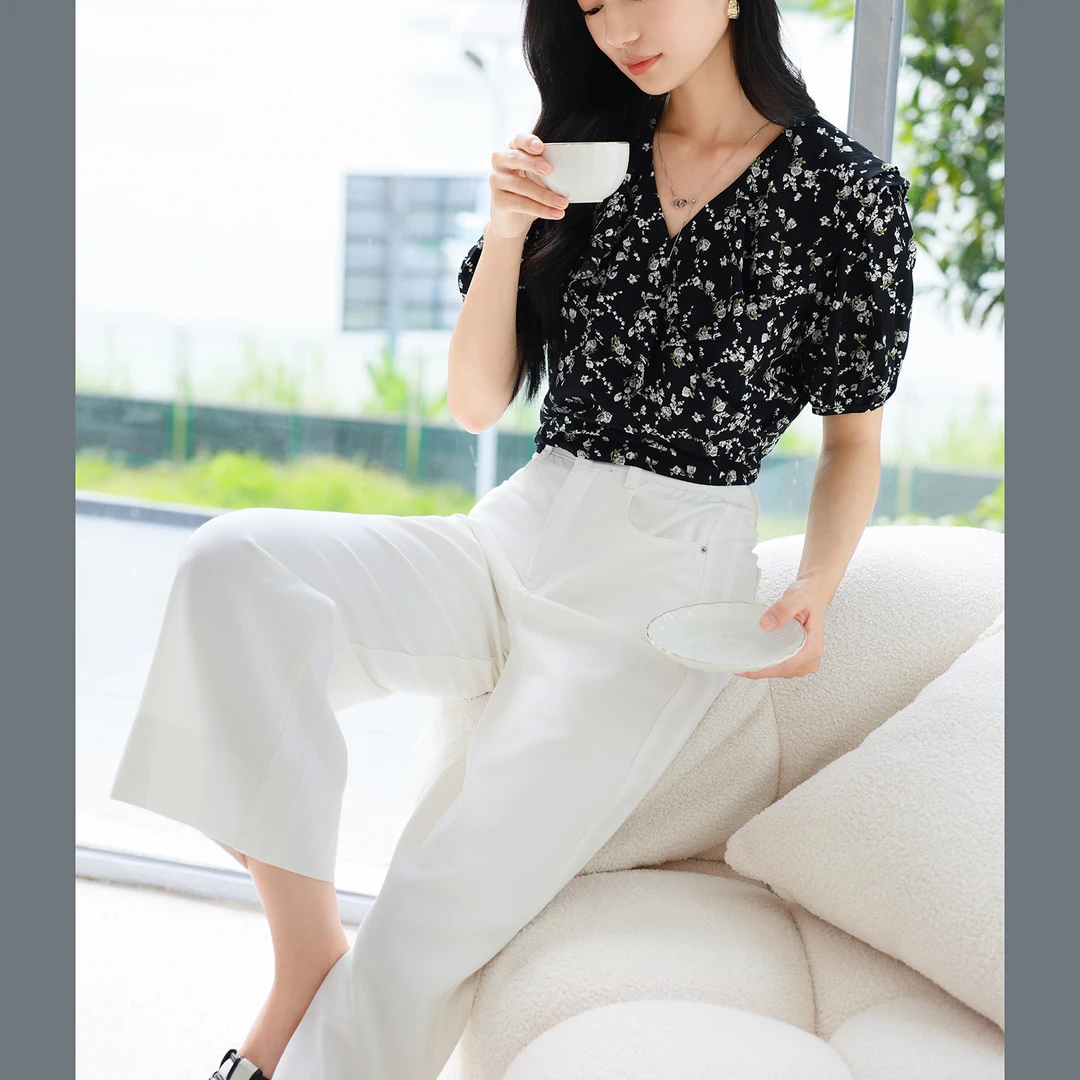 朵以2025夏季新品女显瘦百搭直筒裤专柜正品40DX211102原359