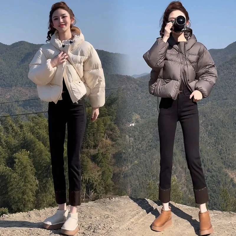 加厚羽绒棉服女士冬季新款洋气连帽短款面包服小个子保暖棉衣外套