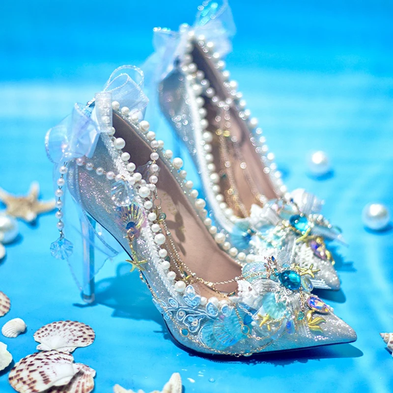 恋与深空祁煜鱼推保镖小姐海神人鱼公主lolita新娘细闪高跟lo婚鞋