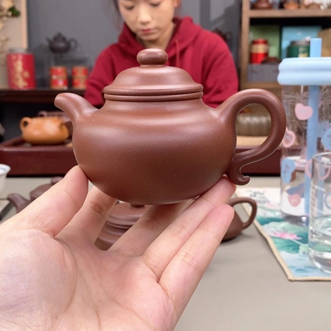 紫砂茶壶黄龙源底槽清莲子半手170Cc