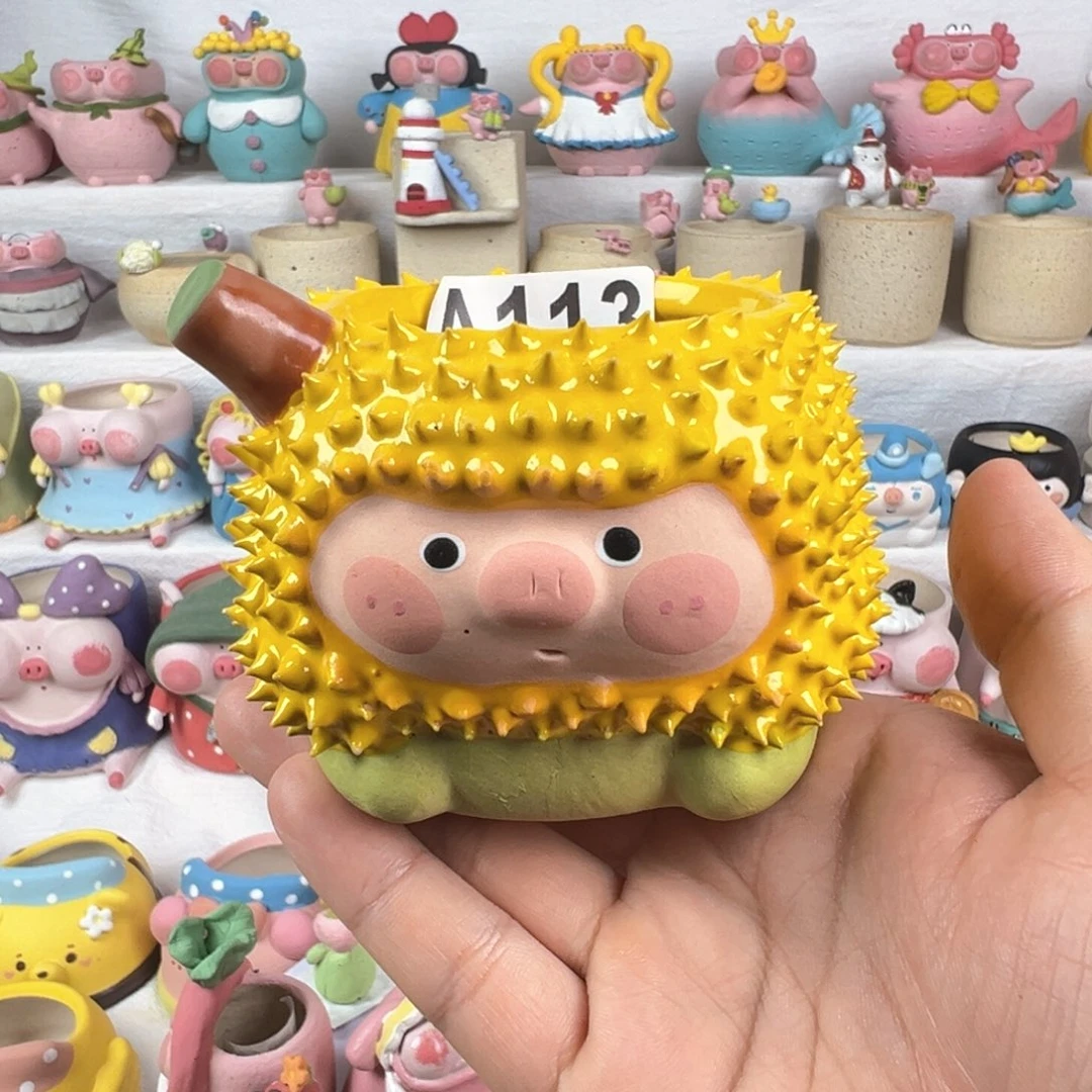 陶瓷有****A113一卌榴莲猪猪盆特价