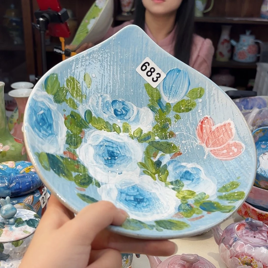 瓷片茉**琪景德镇手绘高温釉下彩陶瓷茶具