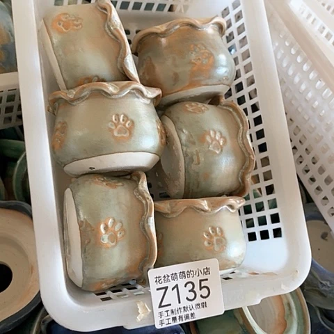 紫砂花盆135微瑕品口径5厘米左右的