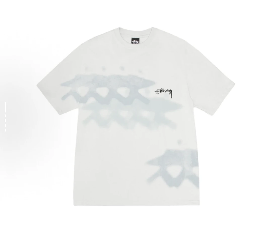 stussy扎染冲浪小人 白色短袖