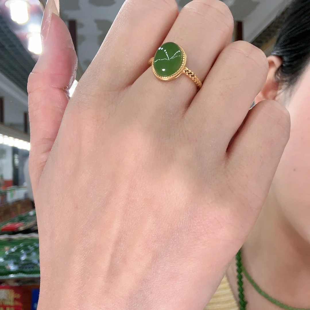 和田玉戒指银S925镶嵌