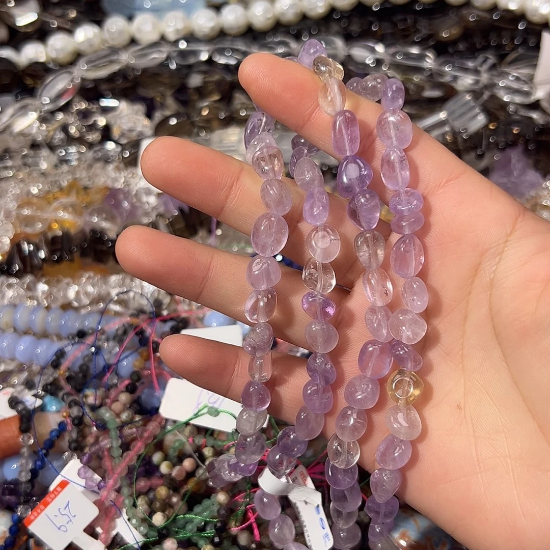 紫晶银S925镶嵌珠宝半成品紫黄晶糖豆