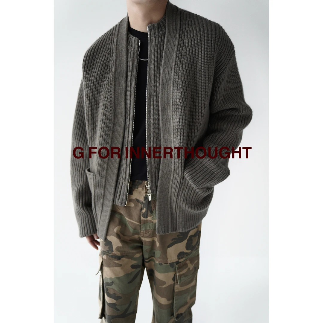 G FOR INNERTHOUGHT|重磅全羊毛两穿开衫马甲针织外套男