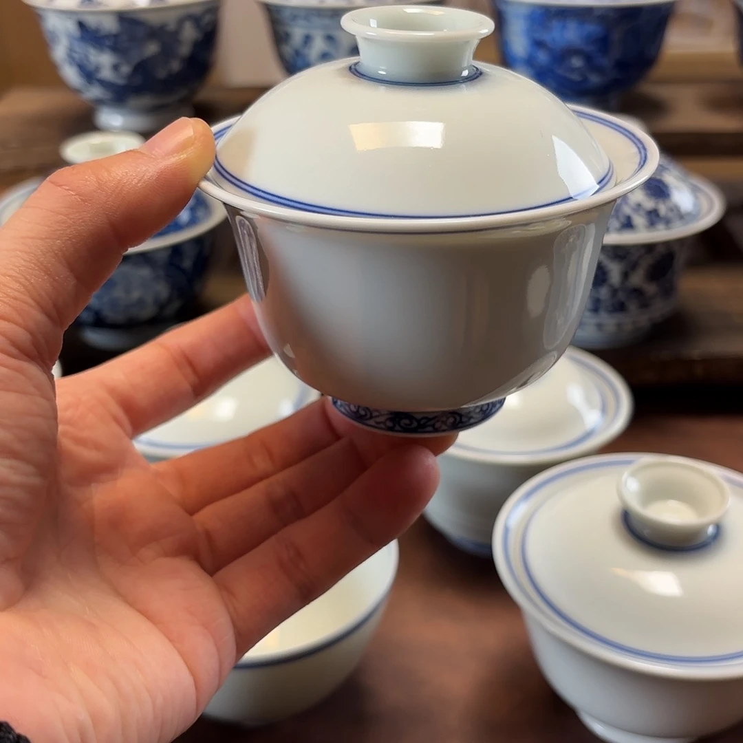 景德镇纯手工手绘撇口元宝