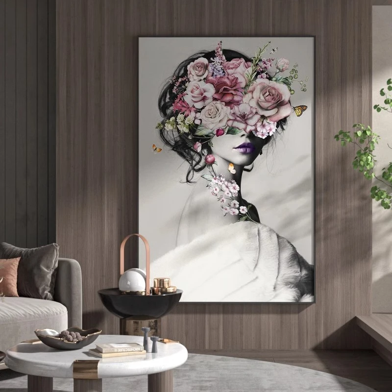 晶瓷客厅艺术装饰画 餐厅玄关走廊卧室壁画 背景墙挂画美女80120