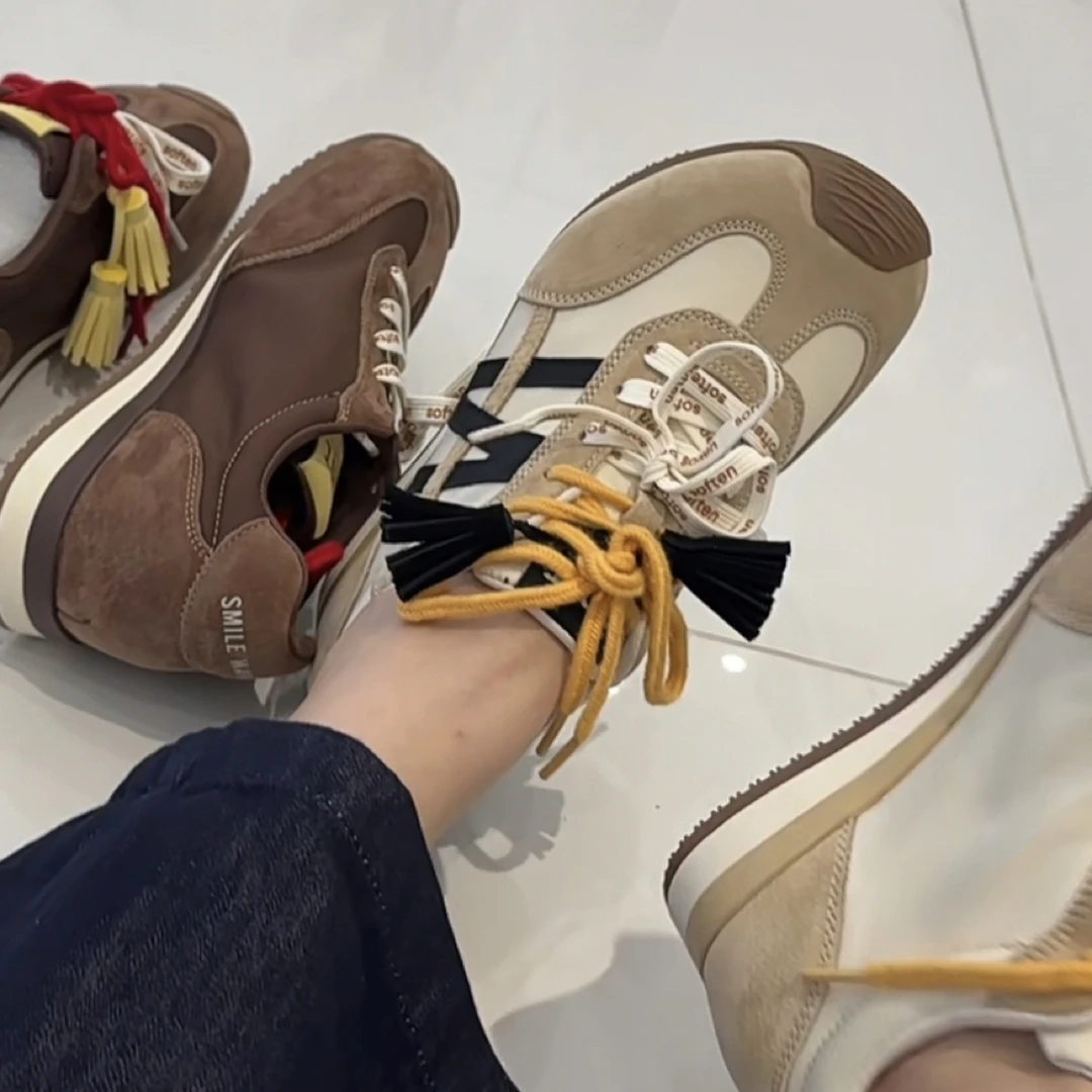 XINYIGE德训鞋芒果鞋真皮6790撞色时尚休闲鞋运动鞋带款