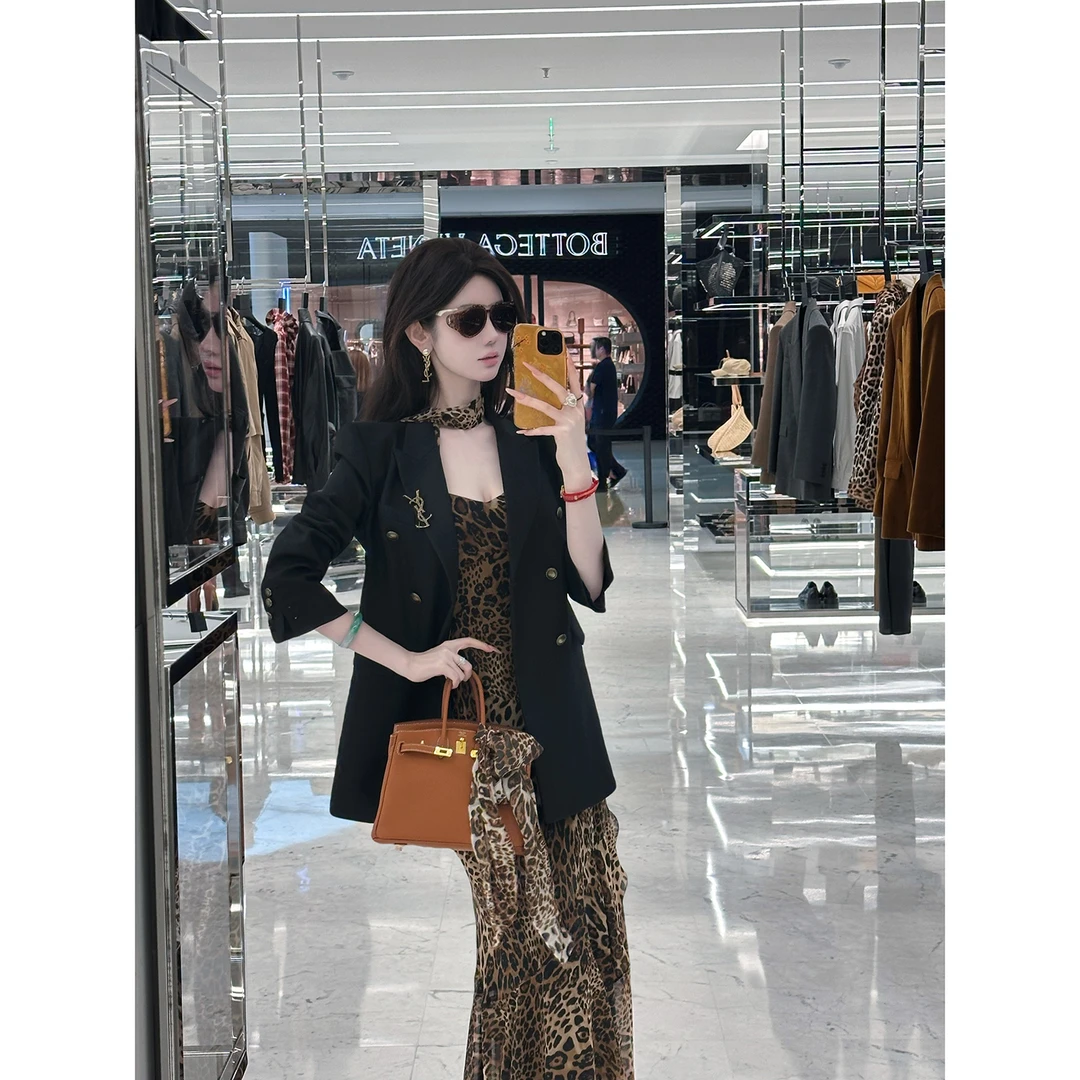 【雅乔定制】经济上行 高级感复古金扣黑色西装外套DYYK-25072569