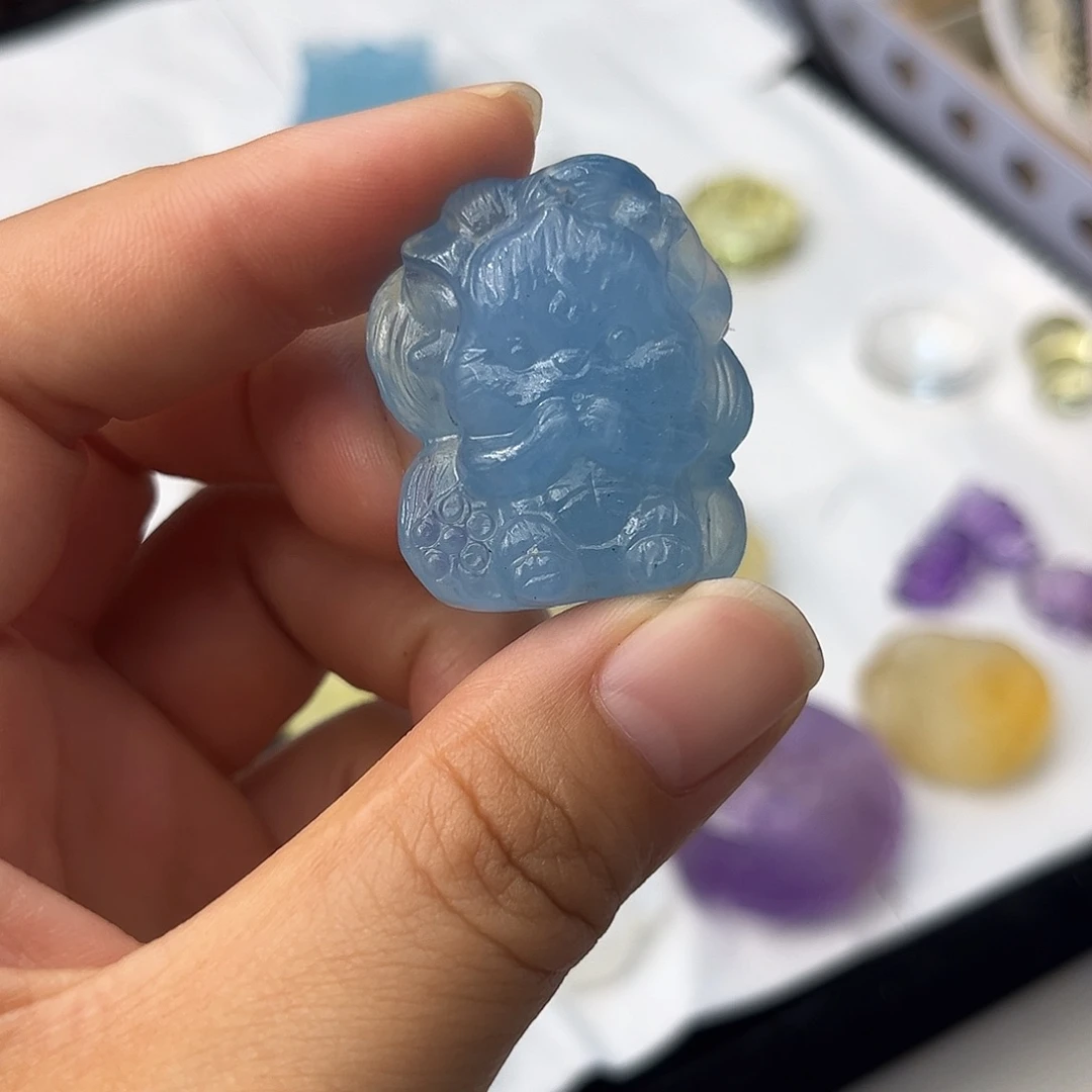 颈饰银S925镶嵌水晶海蓝宝雪宝204