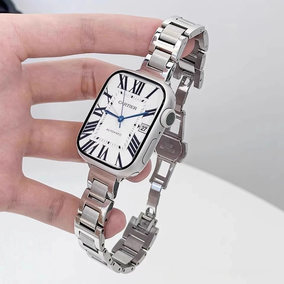 适用华为watchfit4蝴蝶扣表带华为手表fit4Pro三珠钢带轻奢高级感