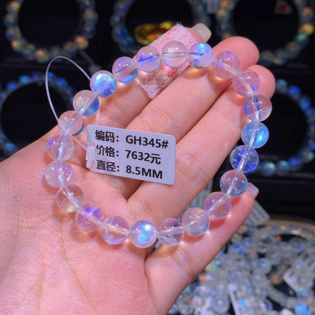 月光石手串未镶嵌GH345印度蓝月光手串8.5mm