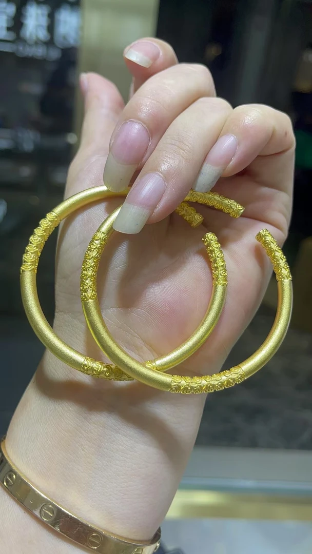 铜合金手镯 (防过敏)卷草纹开口素圈